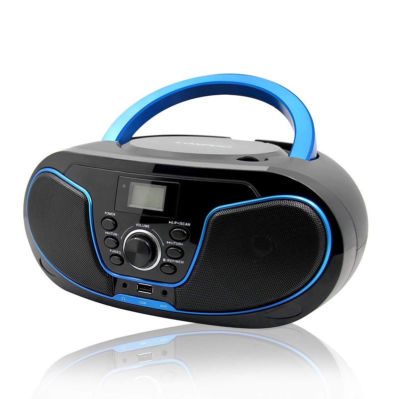 LONPOO CD Player Boombox, LP-D02 Portable Bluetooth FM Radio Stereo Sound System with Crystal-Clear Sound, MP3 Playback, USB Input, AUX Input, Headphone Jack, LCD Display, AC DC Operated - Image 1